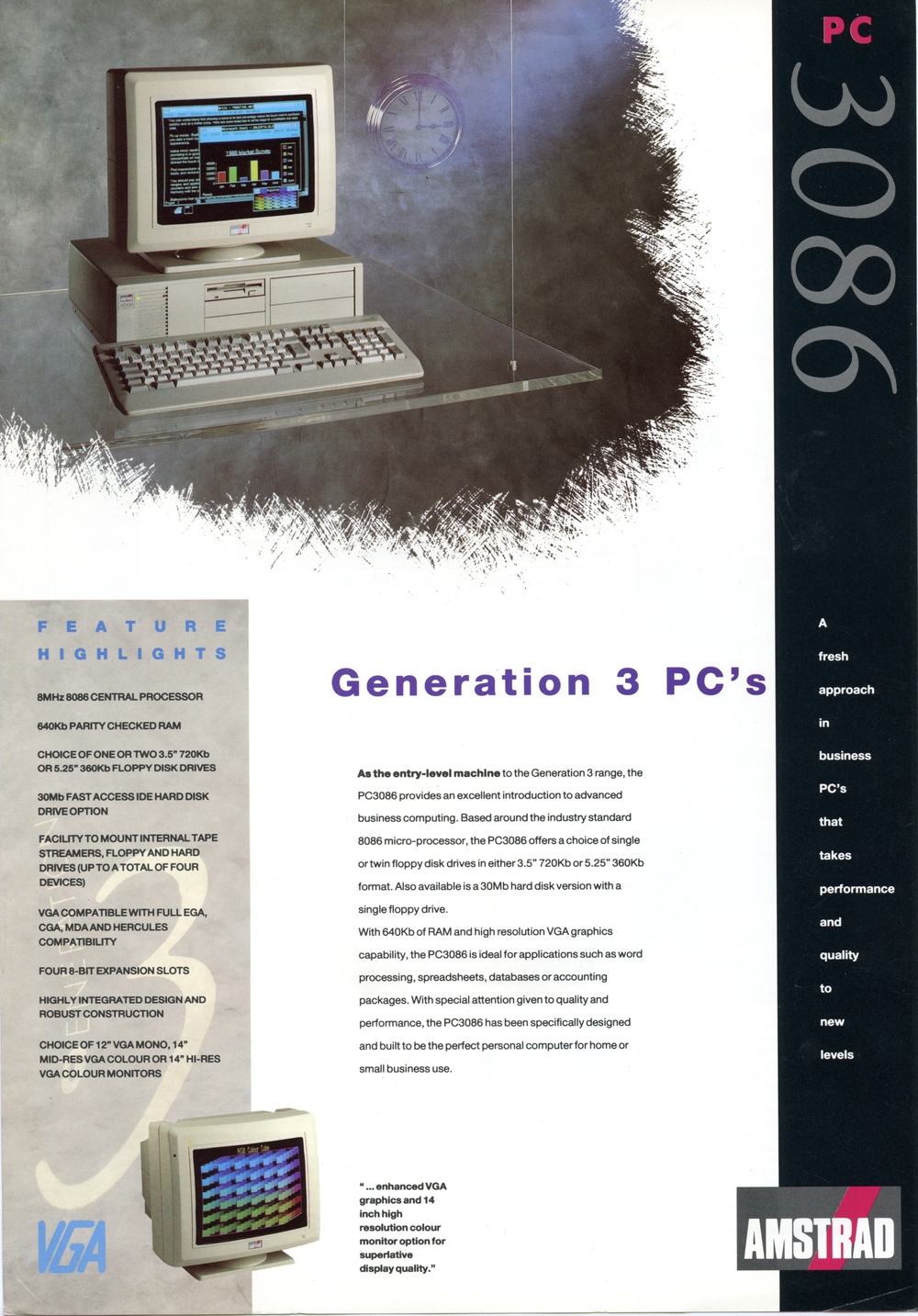 Scan of Document: Amstrad PC3086 Generation 3 PCs Information Sheet