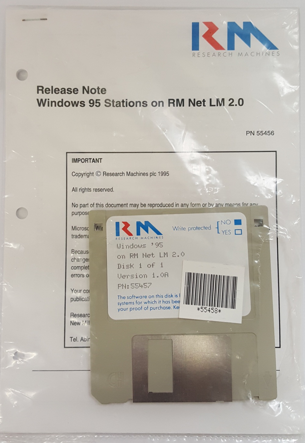 Article: RM Net LM Station Support Pack For Window 95 workstations PN 55458, 55457, 55456
