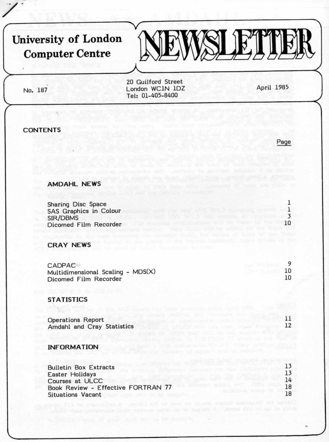 Scan of Document: ULCC News April 1985 Newsletter 187