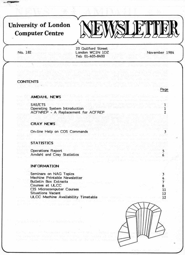 Scan of Document: ULCC News November 1984  Newsletter 182