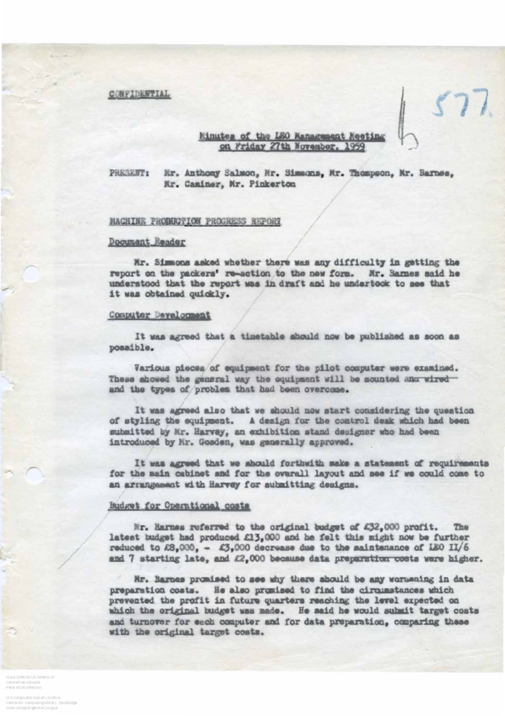 Article: 56052 LEO Management Meeting, 27/11/1959