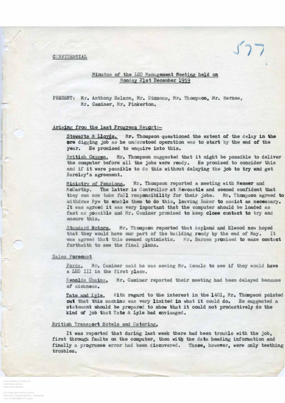 Article: 56055 LEO Management Meeting, 21/12/1959