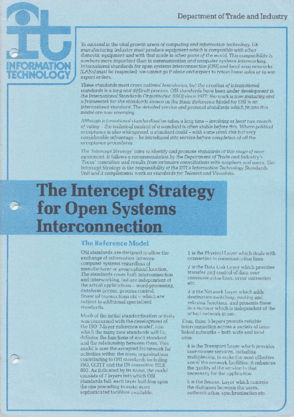 Article: Information Technology - The Intercept Strategy for Open Systems Interconnection