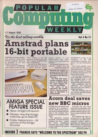 Article: Popular Computing Weekly Vol 4 No 31 - 1-7 August 1985