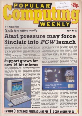 Article: Popular Computing Weekly Vol 4 No 32 - 8-15 August 1985