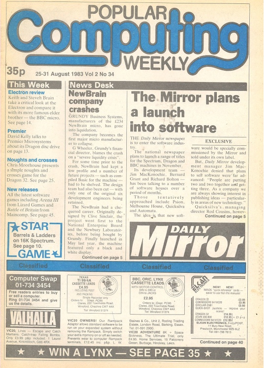 Article: Popular Computing Weekly Vol 2 No 34 - 25-31 August 1983
