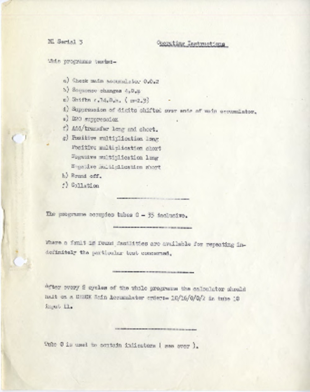 Article: 56592 M1 Serial 3: LEO II Test Programme Operating Instructions