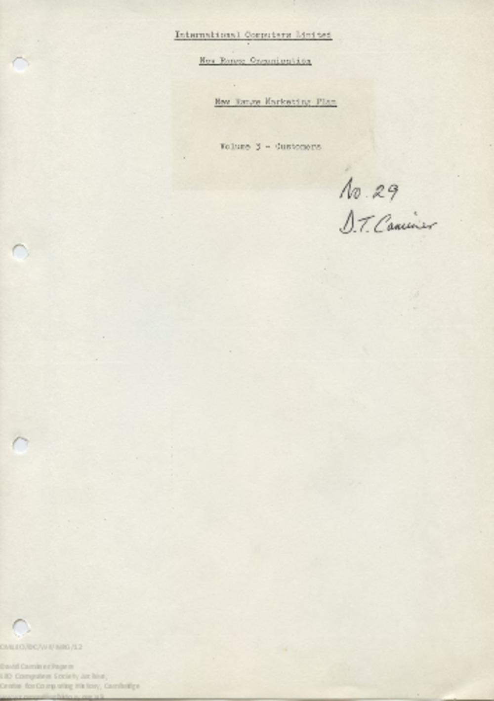 Article: 57855 ICL New Range Organisation Marketing Plan Volume 3 Section 4, Customers and Their Applications in the 70s (c1978-79)