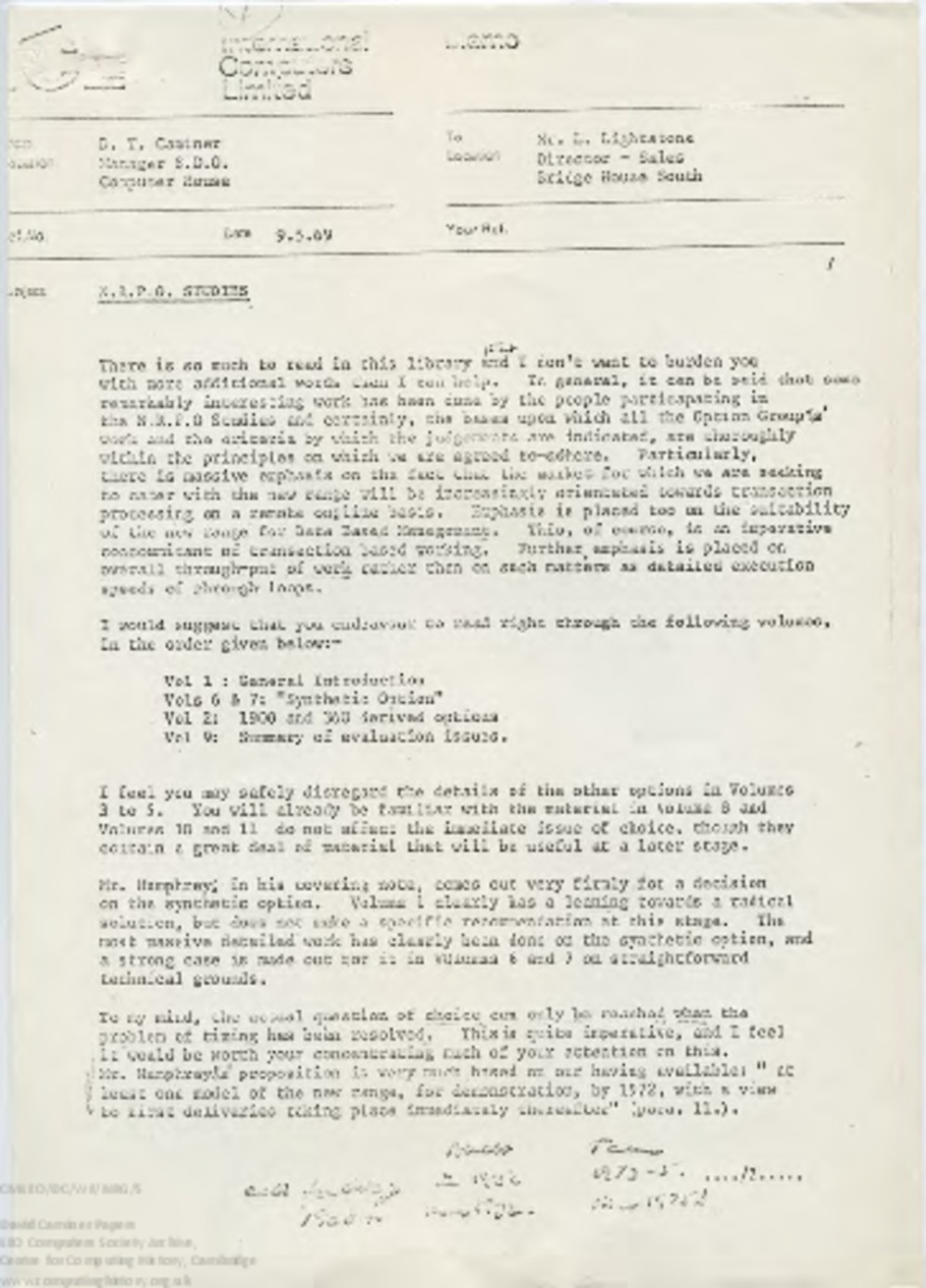 Article: 58136 ICL New Range memoranda and drafts (1969-76)