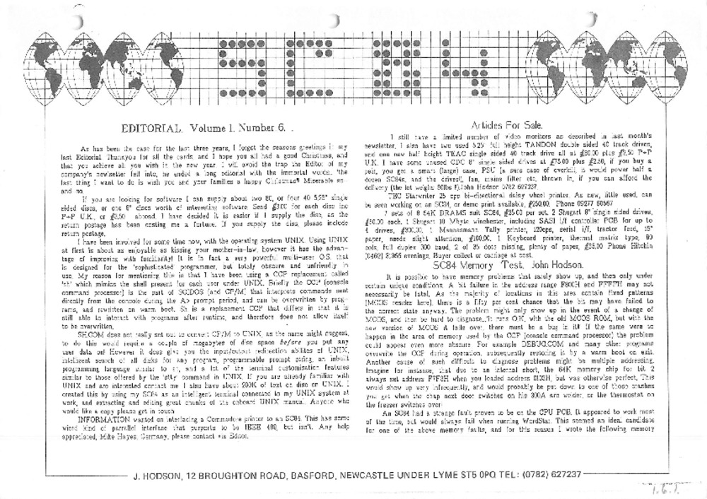 Article: SC84 Newsletter - Volume 1 Number 6