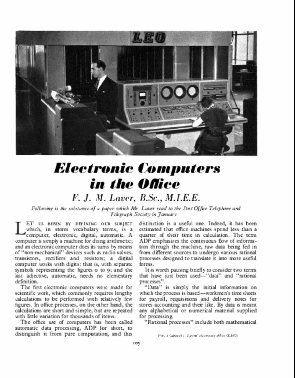 Article: Electronic Computers in the Office