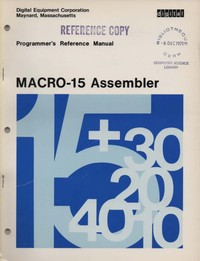 Digital PDP-15 Macro-15 Assembler Programmer's Reference Manual