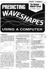 Predicting Waveshapes Using a Computer - Part III - The Resistor-Inductor Circuit