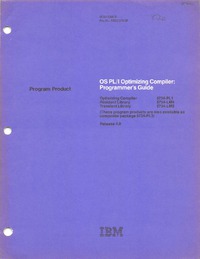 Program Product - OS PL/I Optimizing Compiler: Programmer's Guide Release 4.0