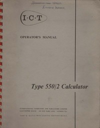 ICT Type 550/2 Calculator Operator's Manual