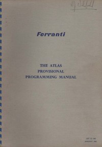 Ferranti Atlas Provisional Programming Manual