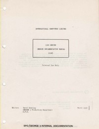 ICL 1900 Series George Implementation Manual GIM 0.1 to GIM 4.2.3.1