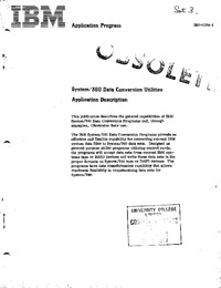 System/360 Data Conversion Utilities Application Description