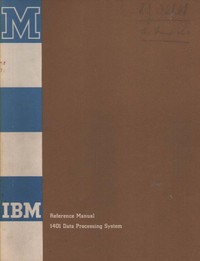 IBM 1401 Data Processing System Reference Manual October 1960