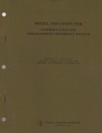 TI Model 980 Assembly Language programmers Reference Manual