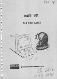 Control Data 216-4 Remote Terminal - Operating and Programming Guide