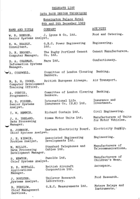 Data Base Design Techniques Conference, September 1969 - Delegate List