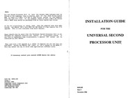 Universal Second Processor Unit - Installation Guide