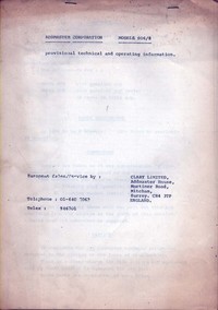 Addmaster Models 606/8 Provisional Technical and Operating Information