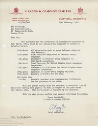 62849 Timetable for Consolidated Accounts, 23rd Feb 1961