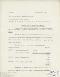 62875 Customs Duty on First Anelex Printer, 23rd November 1962
