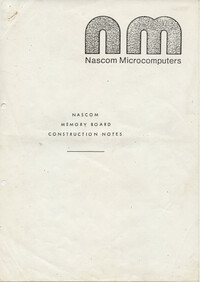 NASCOM - Memory Board Construction Notes