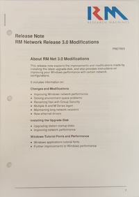RM nimbus Release Note: Rm Network Release 3.0 Modifications PN 27669