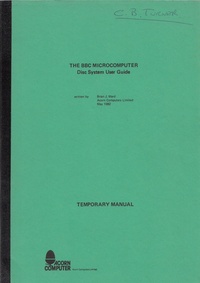 Acorn - The BBC Microcomputer - Disc System User Guide - Temporary Manual