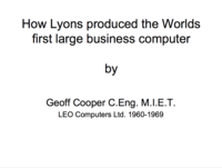How Lyons Produced the Worlds First Large Business Computer