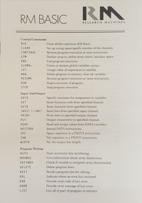 RM Nimbus PC RM Basic Quick Reference Guide 