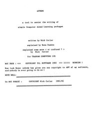 Author - a tool to assist the writing of simple Computer Aided Learning Packages