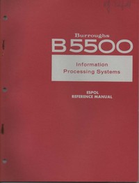 Burroughs B5500 Information Processing Systems ESPOL Reference Manual