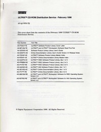 ULTRIX CD-ROM Distribution Service - February 1996