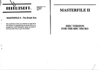 Masterfile II Disc Version For The BBC Micro