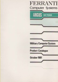 Ferranti Argus M700 MX10 Program Development System Information Sheet