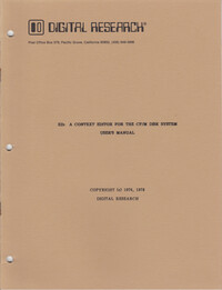 A Context Editor for the CP/M Disk System - User's Manual