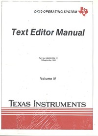 DX 10 Operating System Text Editor Manual Volume IV