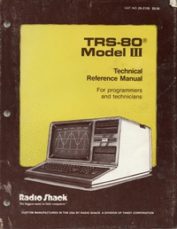 TRS-80 Model III Technical Reference Manual