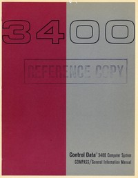 3400 Control Data 3400 Computer System