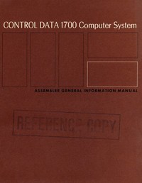 Control Data 1700 Computer System: Assembler General Information Manual