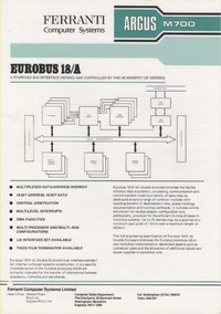 Ferranti Argus M700 Eurobus 18/A Information Sheet