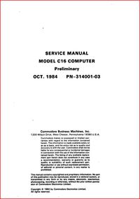 Commodore Service Manual - Model C16 Computer
