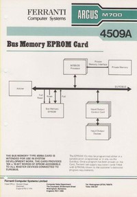 Ferranti Argus M700 4509A Bus Memory EPROM Card Information Sheet