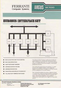 Ferranti Argus M700 Eurobus Interface Set Information Sheet