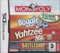 Monopoly, Boggle, Yahtzee, Battleship